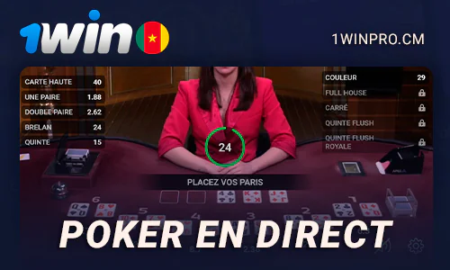Catégorie de poker au casino en direct 1Win