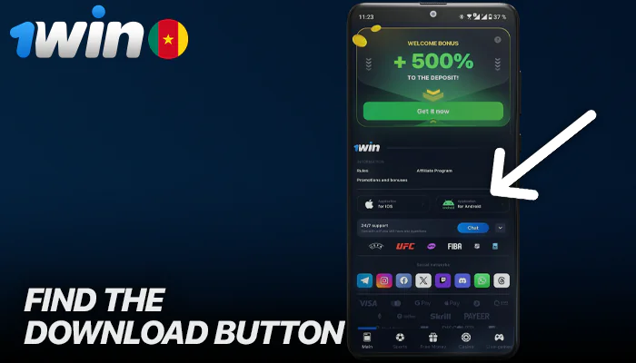 Click on download button of 1Win android app