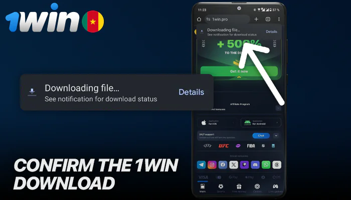 Confirm the download of the 1Win application