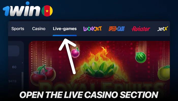 Go to the live casino section of 1Win casino