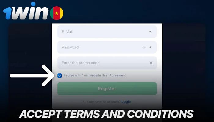Accept the terms of registration for 1Win