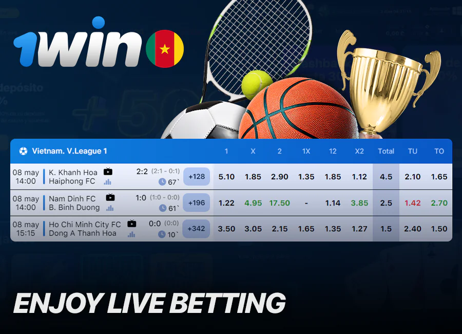 Enjoy 1win live betting in Cameroon