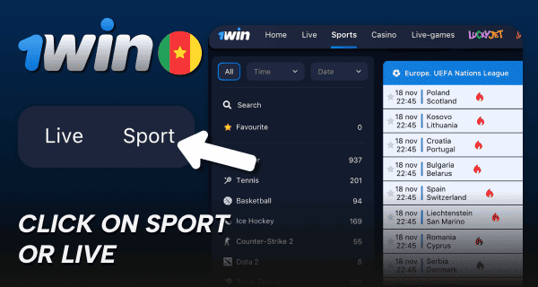 Select your 1win sports betting mode category