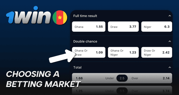 Select a sports betting market on 1win