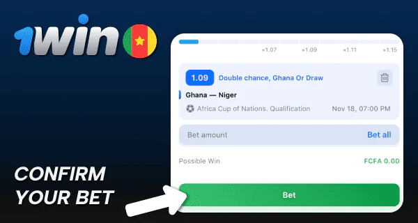 Determine the amount and confirm your bet on 1win