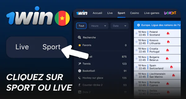 Sélectionnez votre catégorie de mode de paris sportifs sur 1win